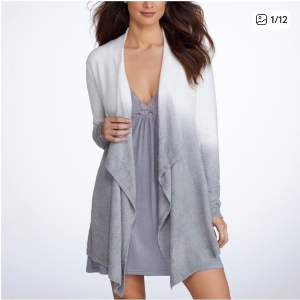 Barefoot Dreams‎ CozyChic Lite Calypso Wrap Cardigan Ombre White Gray. Size L/XL